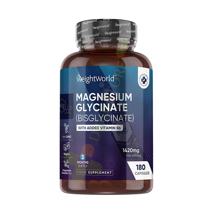 МАГНЕЗИЙ БИСГЛИЦИНАТ + ВИТАМИН B6 капсули 180 броя / WEIGHT WORLD MAGNESIUM GLYCINATE + VITAMIN B6