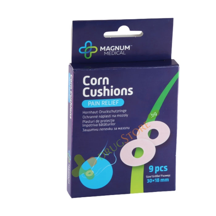 МАГНУМ МЕДИКАЛ ЗАЩИТНИ ЛЕПЕНКИ ЗА МАЗОЛИ 30 х 18 мм 9 броя / MAGNUM MEDICAL CORN CUSHIONS 30 х 18 mm