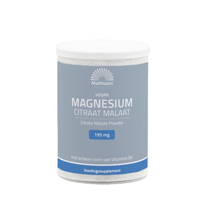 МАТИСЪН МАГНЕЗИЙ (ЦИТРАТ, МАЛАТ) + ВИТАМИН B6 ВЕГАН прах 125 г / MATTISSON HEALTHSTYLE MAGNESIUM (CITRAT, MALATE) + VITAMIN B6 VEGAN