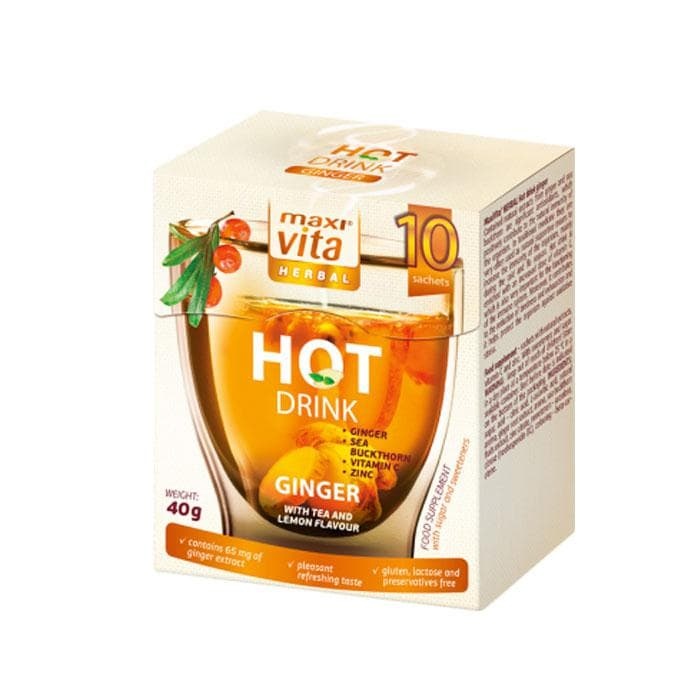 МАКСИ ВИТА БИЛКОВА ГОРЕЩА НАПИТКА С ДЖИНДЖИФИЛ саше 10 броя / MAXI VITA HERBAL HOT DRINC GINGER