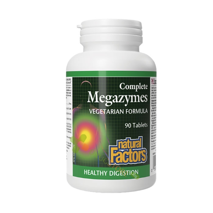 МЕГАЗИМИ РАСТИТЕЛНИ ХРАНОСМИЛАТЕЛНИ ЕНЗИМИ таблетки 90 броя / NATURAL FACTORS COMPLETE MEGAZYMES VEGETARIAN FORMULA