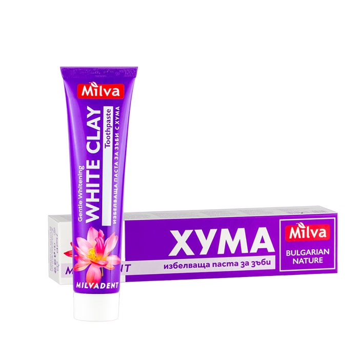 ИЗБЕЛВАЩА ПАСТА ЗА ЗЪБИ С ХУМА 75 мл / MILVA WHITENING TOOTHPASTE WITH WHITE CLAY