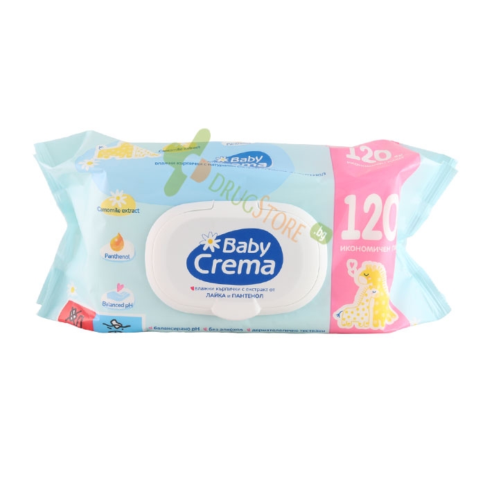 МОКРИ КЪРПИ BABY CREMA 120 броя / AGIVA BABY CREMA WET WIPES