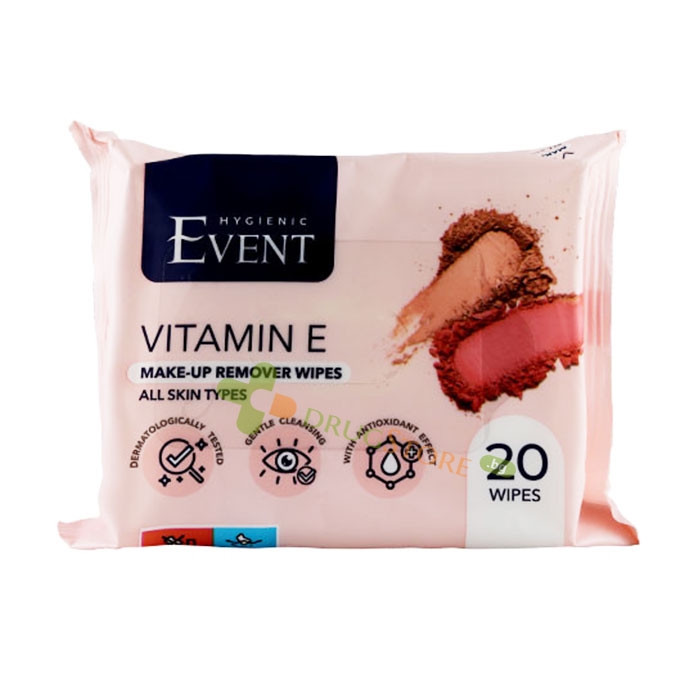МОКРИ КЪРПИ ЕВЕНТ ЗА ПОЧИСТВАНЕ НА ГРИМ С ВИТАМИН E 20 броя / EVENT MAKE UP REMOVER WET WIPES WITH VITAMIN E FOR FACE AND EYES