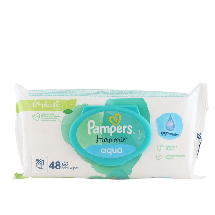 МОКРИ КЪРПИ ПАМПЕРС ХАРМОНИ АКВА 48 броя / PROCTER &amp; GAMBLE PAMPERS WET WIPES PAMPERS HARMONIE AQUA