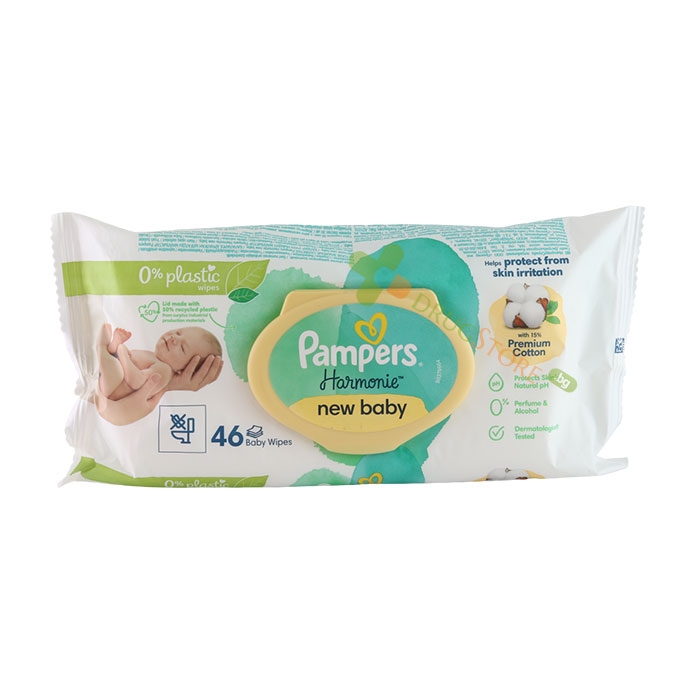 МОКРИ КЪРПИ ПАМПЕРС ХАРМОНИ НЮ БЕЙБИ 46 броя / PROCTER &amp; GAMBLE PAMPERS HARMONY NEW BABY WET WIPES