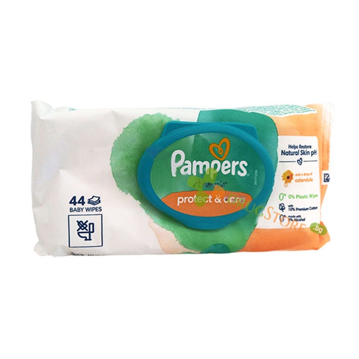 МОКРИ КЪРПИ ПАМПЕРС ХАРМОНИ ПРОТЕКТ &amp; КЕЪР 44 броя / PROCTER &amp; GAMBLE PAMPERS HARMONY PROTECT AND CARE WET WIPES