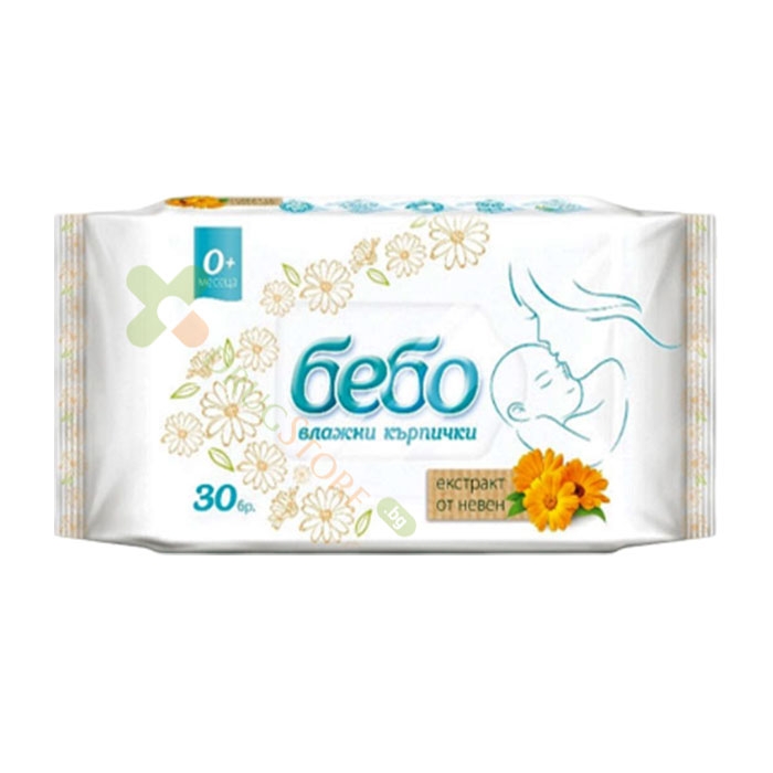 МОКРИ КЪРПИ С ЕКСТРАКТ ОТ НЕВЕН 30 броя / BEBO WET WIPES WITH CALENDULA EXTRACT
