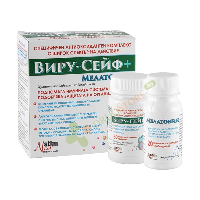 ВИРУ СЕЙФ таблетки за смучене 60 броя + МЕЛАТОНИН таблетки 20 броя / NATSTIM VIRU SAFE + MELATONIN