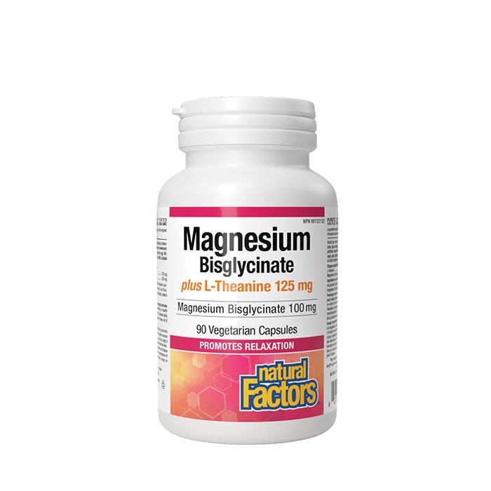 МАГНЕЗИЕВ БИСГЛИЦИНАТ + L-ТЕАНИН капсули 90 броя / NATURAL FACTORS MAGNESIUM BISGLYCINATE + L-TEANINE