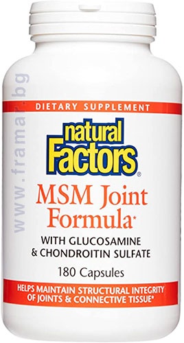 НАТУРАЛ ФАКТОРС МСМ + ГЛЮКОЗАМИН СУЛФАТ капсули 180 броя / NATURAL FACTORS MSM GLUCOSAMINE SULFATE