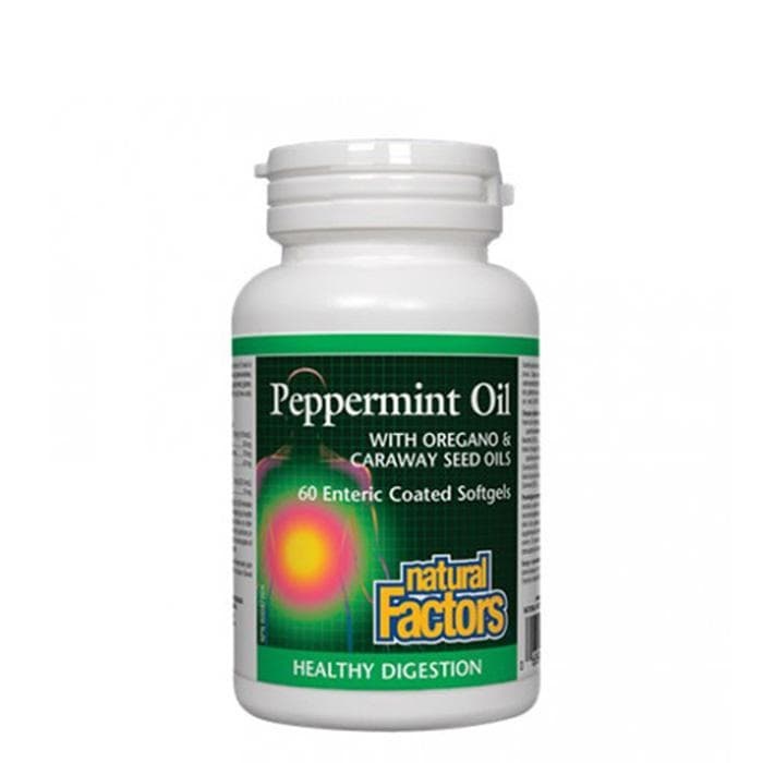 НАТУРАЛ ФАКТОРС МЕНТА, РИГАН, КИМИОН капсули 200 мг 60 броя / NATURAL FACTORS PEPPERMINT OIL WITH OREGANO AND CARAWAY SEED OILS