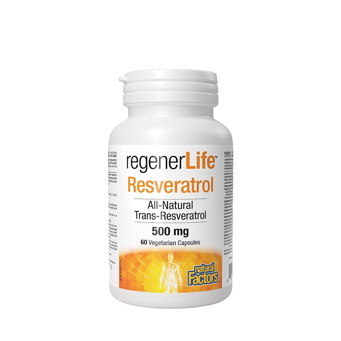 РЕГЕНЕРЛАЙФ РЕСВЕРАТРОЛ капсули 500 мг 60 броя / NATURAL FACTORS RESVERATROL REGENER LIFE