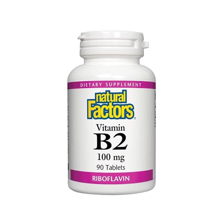 НАТУРАЛ ФАКТОРС ВИТАМИН B2 РИБОФЛАВИН таблетки 100 мг 90 броя / NATURAL FACTORS VITAMIN B2 RIBOFLAVIN