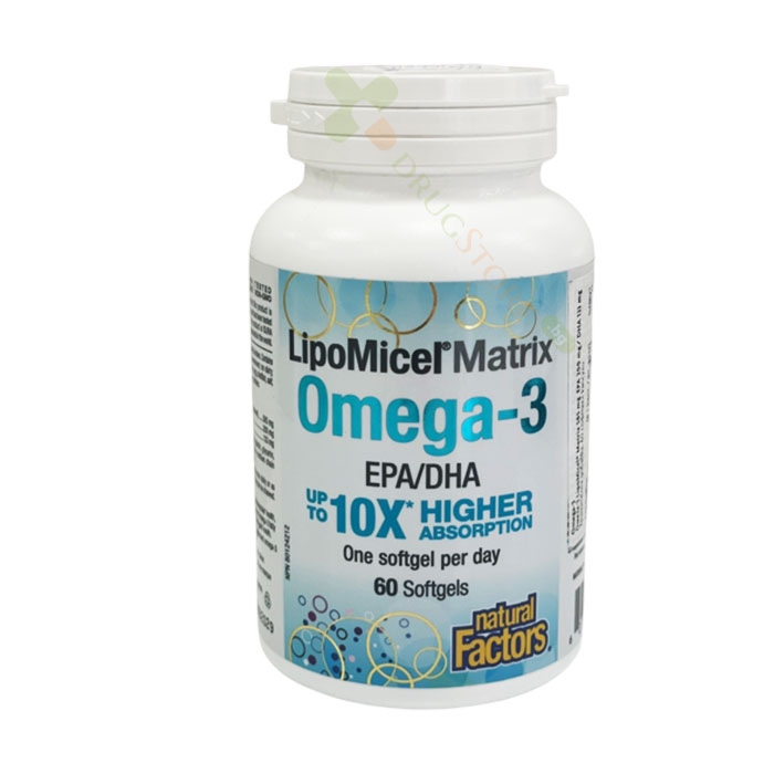 НАТУРАЛ ФАКТОРС ЛИПОМИЦЕЛ МАТРИКС ОМЕГА-3 капсули 60 броя / NATURAL FACTORS LIPOMICEL MATRIX OMEGA-3 EPA/DHA
