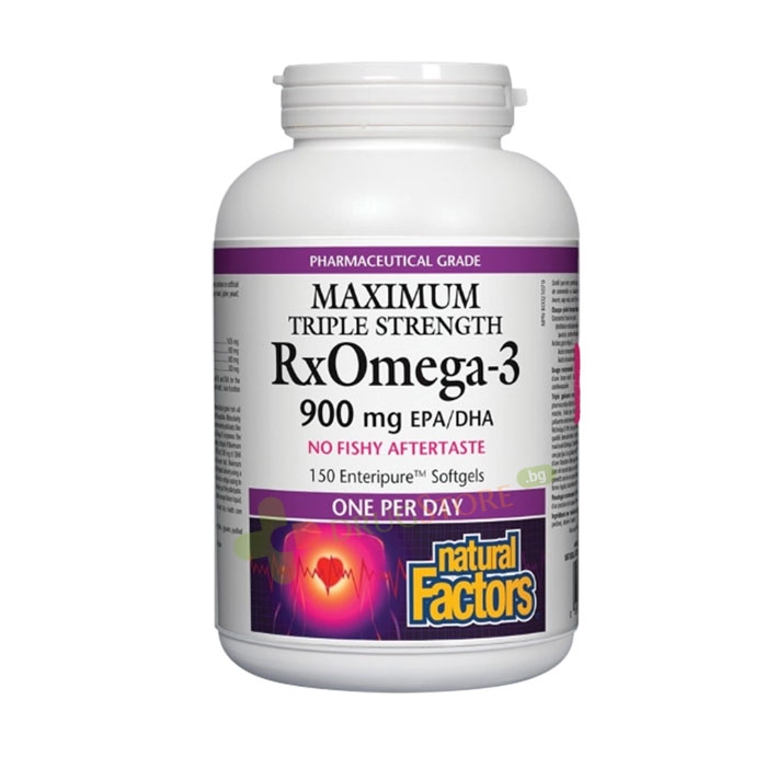 НАТУРАЛ ФАКТОРС ОМЕГА - 3 RX МАКСИМУМ капсули 900 мг 150 броя / NATURAL FACTORS MAXIMUM RX OMEGA - 3