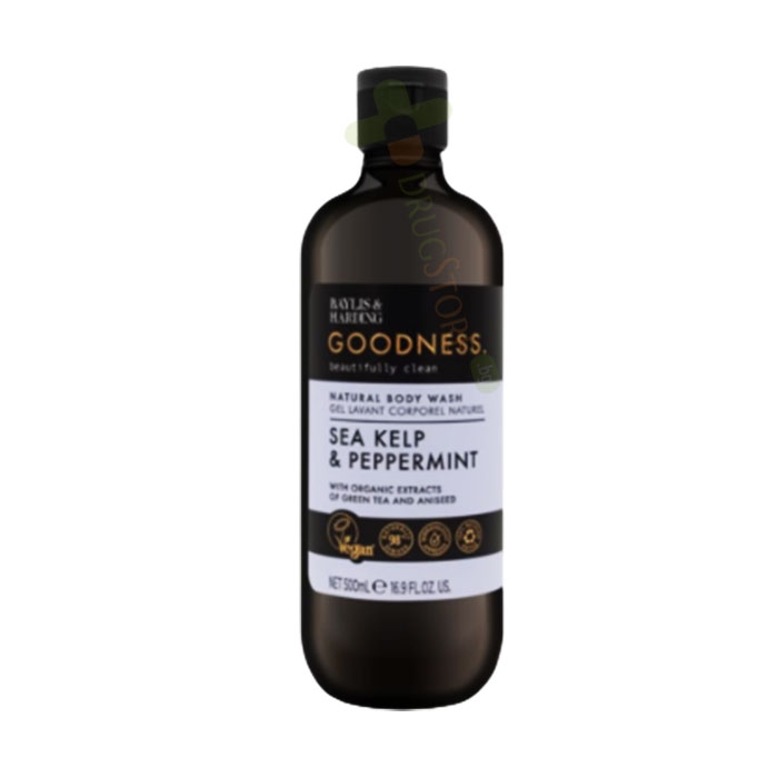 НАТУРАЛЕН ДУШ ГЕЛ С МОРСКИ ВОДОРАСЛИ И МЕНТА 500 мл / BAYLIS &amp; HARDING GOODNESS NATURAL BODY WASH SEA KELP &amp; PEPPERMINT