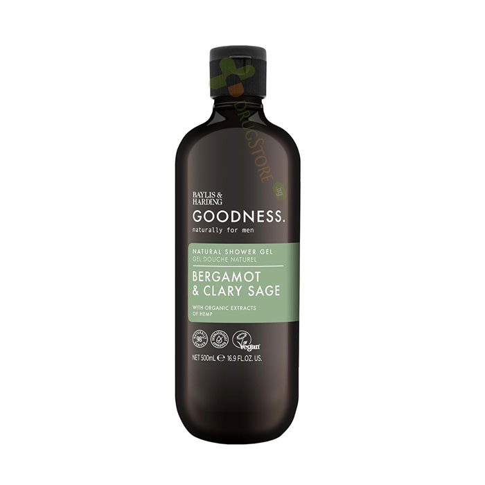 НАТУРАЛЕН ДУШ ГЕЛ ЗА ТЯЛО БЕРГАМОТ И ГРАДИНСКИ ЧАЙ 500 мл / BAYLISS &amp; HARDING NATURAL SHOWER GEL FOR MEN BERGAMOT &amp; CLARY SAGE