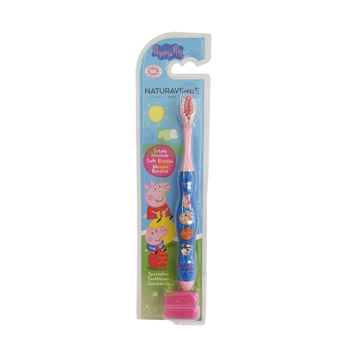 ДЕТСКА ЧЕТКА ЗА ЗЪБИ ПЕПА ПИГ + КАПАЧЕ / NATURAVERDE KIDS TOOTHBRUSH PEPPA PIG + COVER