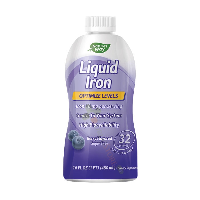 ТЕЧНО ЖЕЛЯЗО вкус боровинка 480 мл / NATURE&#039;S WAY LIQUID IRON berry flavoures