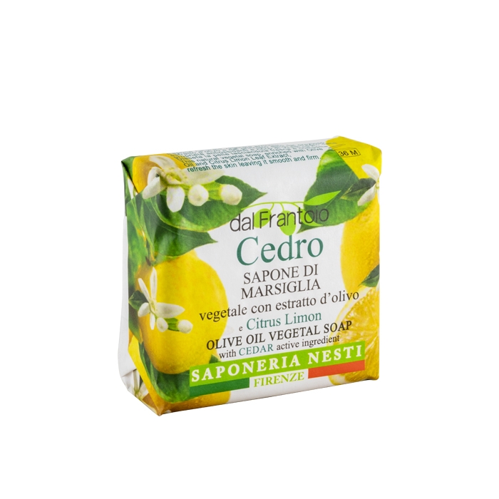 НАТУРАЛЕН САПУН С КЕДЪР, ЛИМОН И СТУДЕНОПРЕСОВАН ЗЕХТИН 100 г / NESTI DANTE OLIVE OIL VEGETAL SOAP WITH CEDAR AND LIME