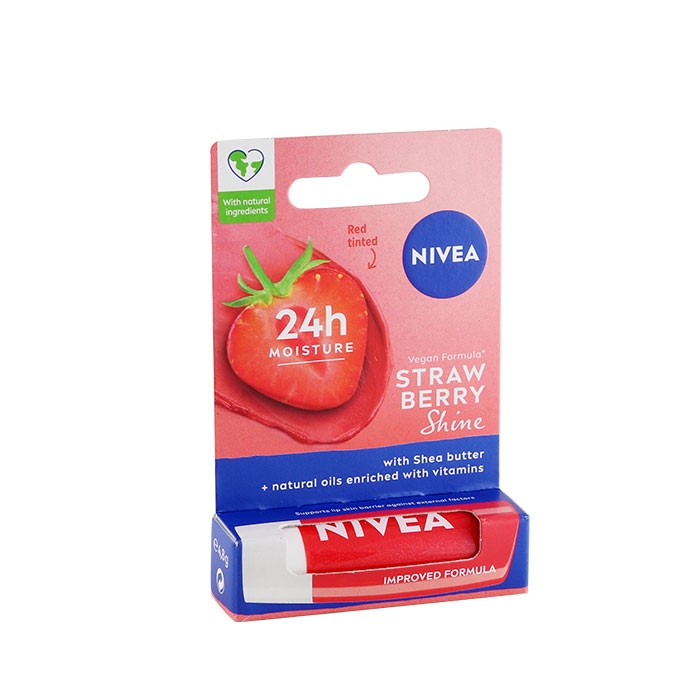 НИВЕА БАЛСАМ ЗА УСТНИ ЯГОДА 4.8 г / NIVEA LIP CARE STRAWBERRY SHINE