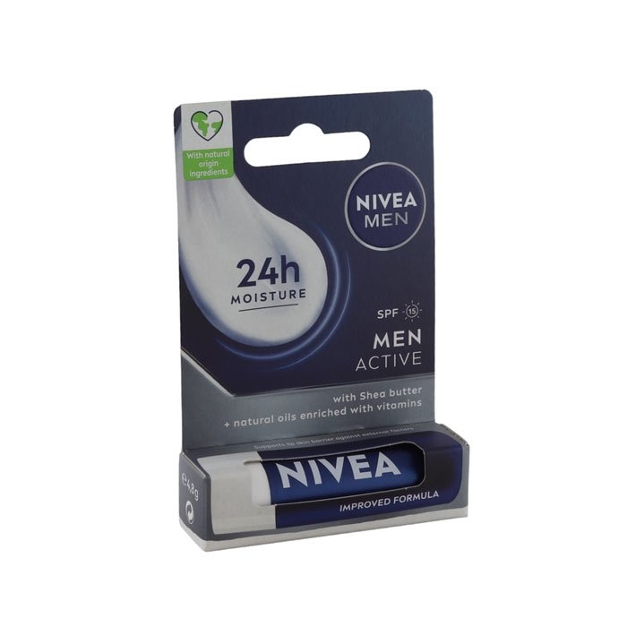 НИВЕА МЕН АКТИВ БАЛСАМ ЗА УСТНИ ЗА МЪЖЕ / NIVEA LIP CARE FOR MEN