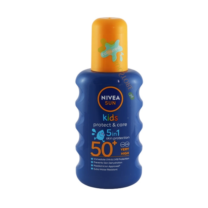 НИВЕА СЪН СПРЕЙ-ЛОСИОН ЗА ДЕЦА ПРОТЕКТ &amp; КЕЪР SPF50+ 200 мл / NIVEA SUN KIDS PROTECT &amp; CARE 5 IN 1 SKIN PROTECTION SPF50+