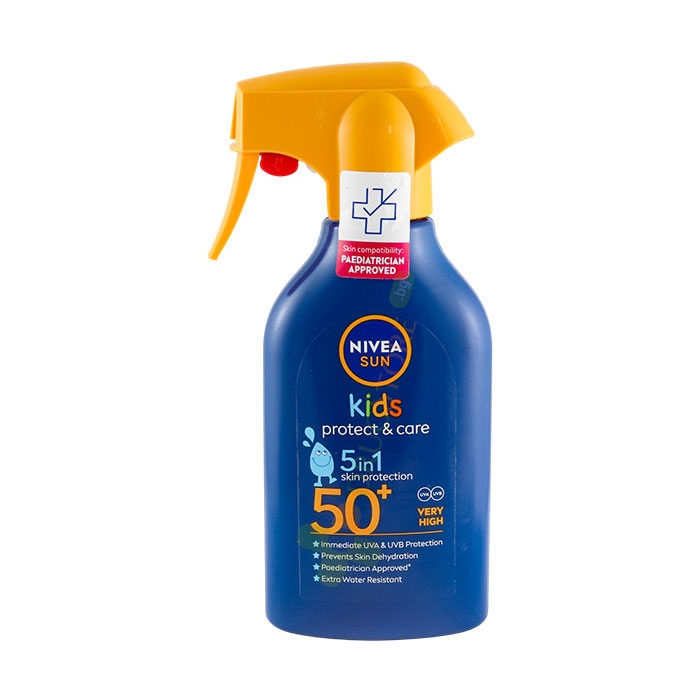НИВЕА СЪН СПРЕЙ ЗА ДЕЦА ПРОТЕКТ &amp; КЕЪР 5 В 1 SPF50+ 270 мл / NIVEA SUN KIDS PROTECT &amp; CARE 5 IN 1 SKIN PROTECTION SPF50+