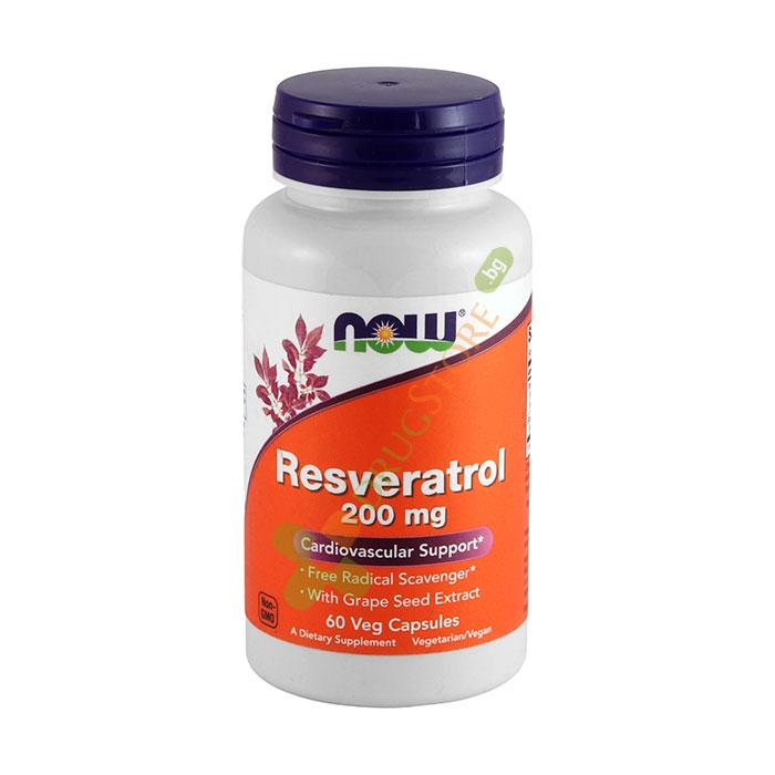 НАУ ФУДС НАТУРАЛЕН РЕСВЕРАТРОЛ капсули 200 мг 60 броя / NOW FOODS NATURAL RESVERATROL