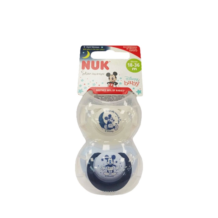 НУК СИЛИКОНОВА ЗАЛЪГАЛКА ДИСНИ MICKEY 18+ месеца 2 броя + КУТИЯ / NUK SILICONE PACIFIER DISNEY MICKEY 18+ months + BOX