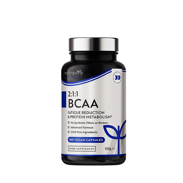 НУТРАВИТА BCAA 2:1:1 + ВИТАМИН B6 + B12 капсули 180 броя / NUTRAVITA BCAA 2:1:1 WITH VITAMIN B6 &amp; B12