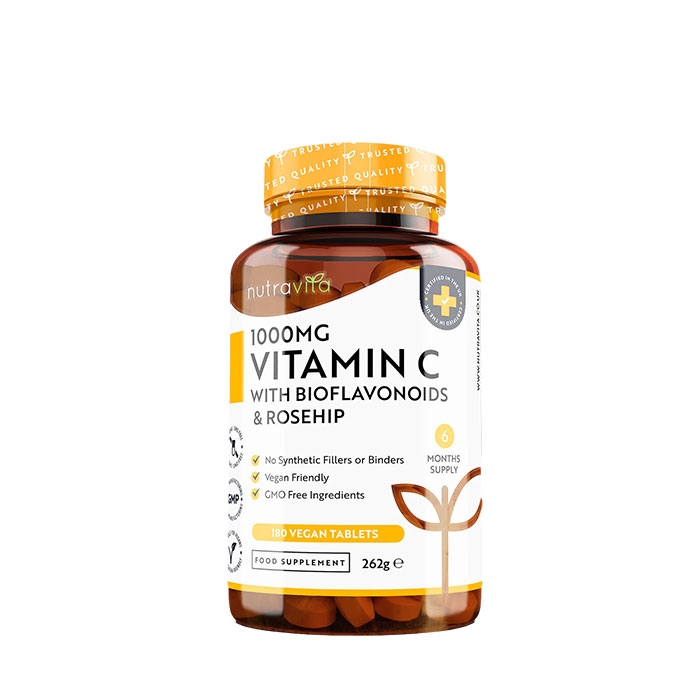 НУТРАВИТА ВИТАМИН C + БИОФЛАВОНОИДИ И ШИПКА таблетки 180 броя / NUTRAVITA VITAMIN C WITH BIOFLAVONOIDS &amp; ROSEHIP