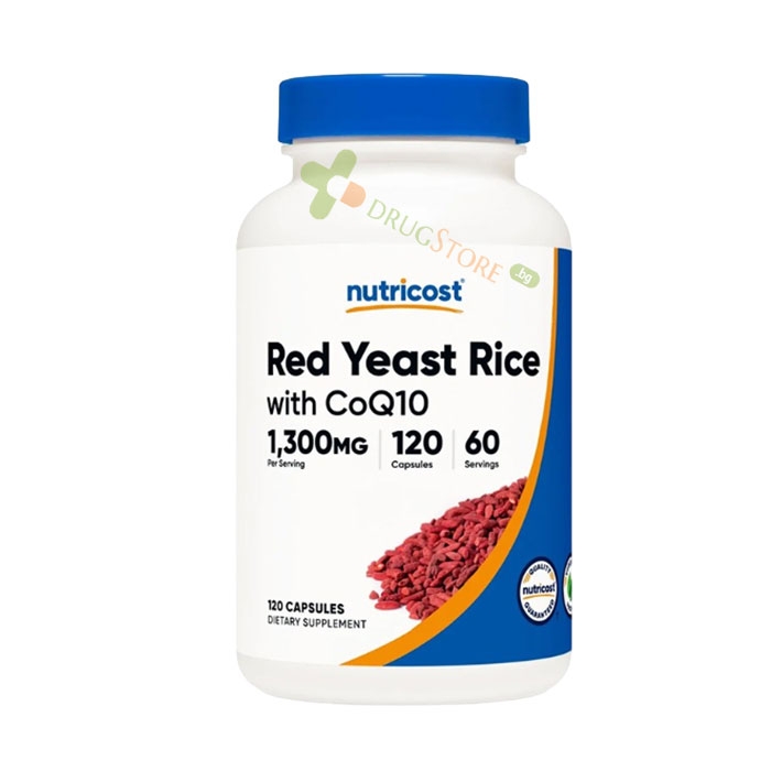 ЧЕРВЕН ОРИЗ (ДРОЖДИ) + КОЕНЗИМ Q10 капсули 120 броя / NUTRICOST RED YEAST RICE WITH COQ10