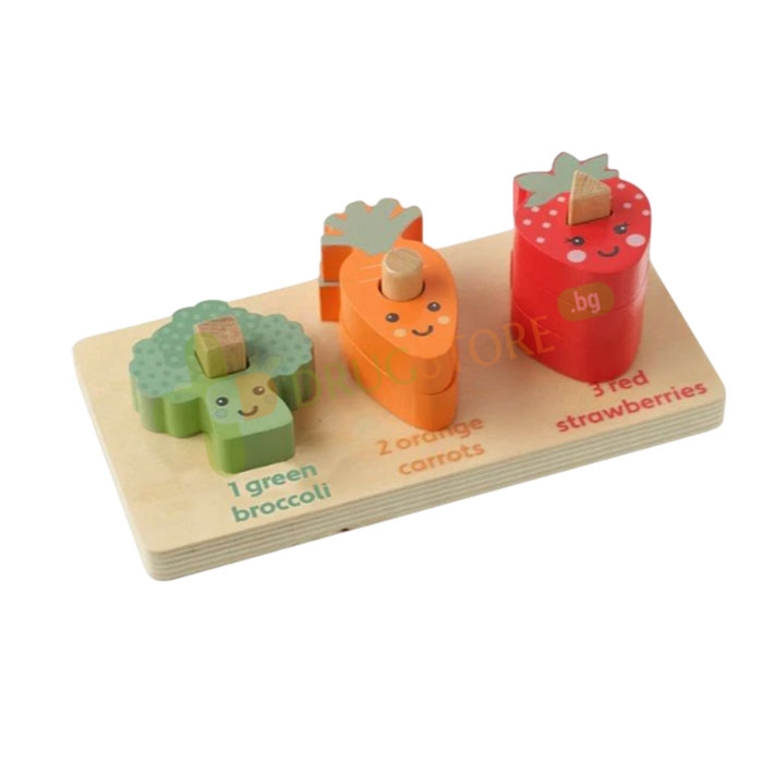 ДЪРВЕН ПЪЗЕЛ - БРОЕНЕ НА ЗЕЛЕНЧУЦИ / ORANGE TREE TOYS COUNTING VEGGIES