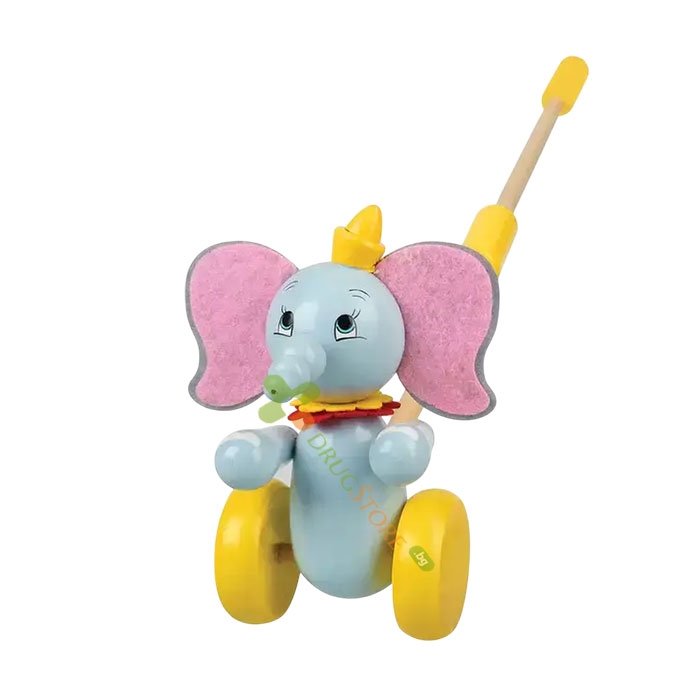 ДЪРВЕНА БУТАЛКА ДЪМБО / ORANGE TREE TOYS PUSH ALONG DUMBO