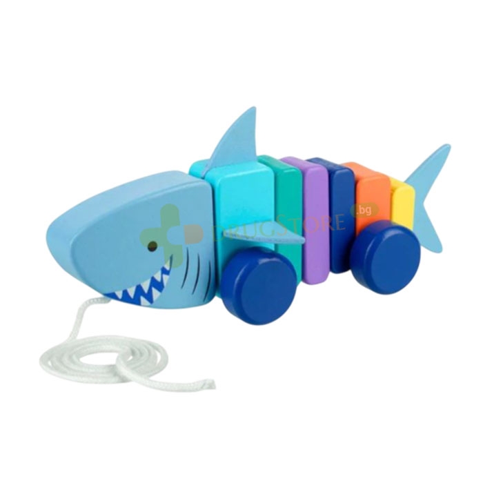 ДЪРВЕНА ИГРАЧКА ЗА ДЪРПАНЕ АКУЛА / ORANGE TREE TOYS SHARK PULL ALONG
