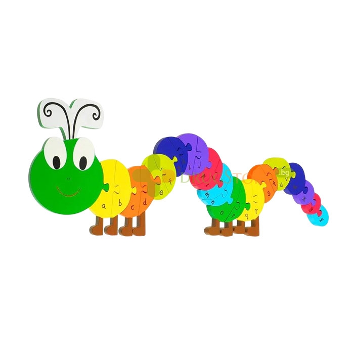 ГОЛЯМ ОБРАЗОВАТЕЛЕН ДЪРВЕН ПЪЗЕЛ ГЪСЕНИЦА / ORANGE TREE TOYS CATERPILLAR ALPHABET PUZZLE