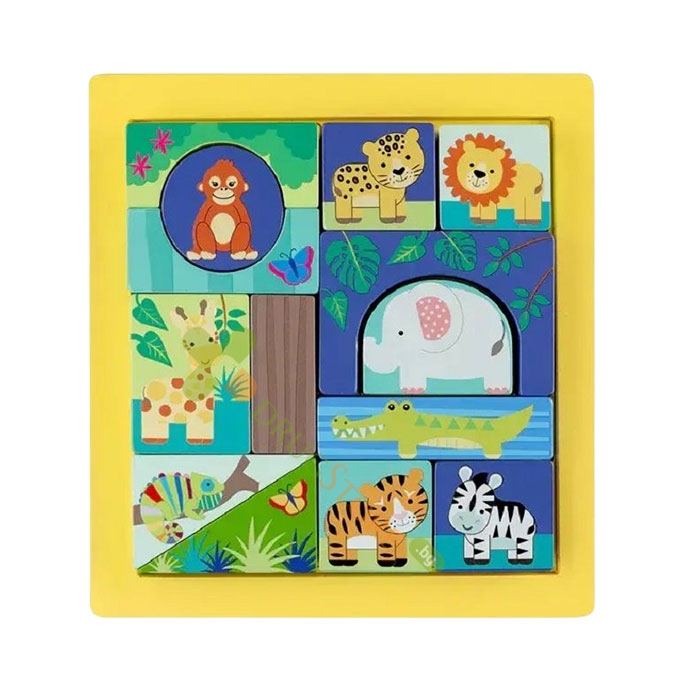 ОБРАЗОВАТЕЛЕН МОНТЕСОРИ ПЪЗЕЛ ДЖУНГЛА / ORANGE TREE TOYS JUNGLE ANIMAL BLOCK PUZZLE