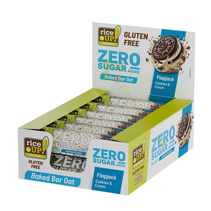 ОВЕСЕН БАР БЕЗ ДОБАВЕНА ЗАХАР БИСКВИТИ И КРЕМ 70 г 12 лпоя / RICE UP! OAT BAR ZERO SUGAR ADDED COOKIES AND CREAM 70 g