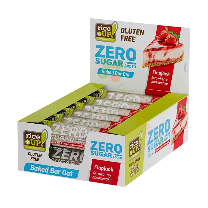 ОВЕСЕН БАР БЕЗ ДОБАВЕНА ЗАХАР ЯГОДОВ ЧИЙЗКЕЙК 70 г 12 броя / RICE UP! OAT BAR ZERO SUGAR ADDED STRAWBERRY CHEESECAKE 70 g
