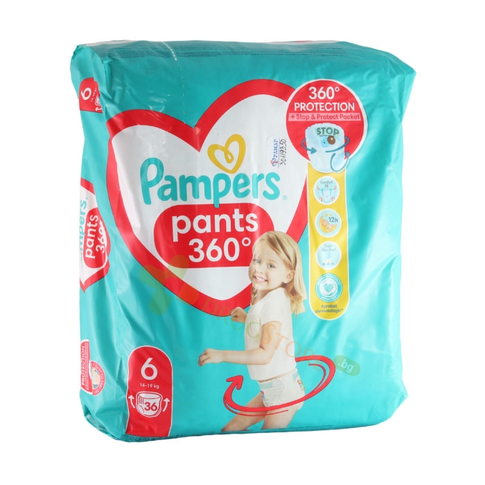 ПАМПЕРС ГАЩИ 360 размер 6 (14 - 19 кг) 36 броя / PROCTER &amp; GAMBLE PAMPERS PANTS 360 size 6 (14 - 19 kg)