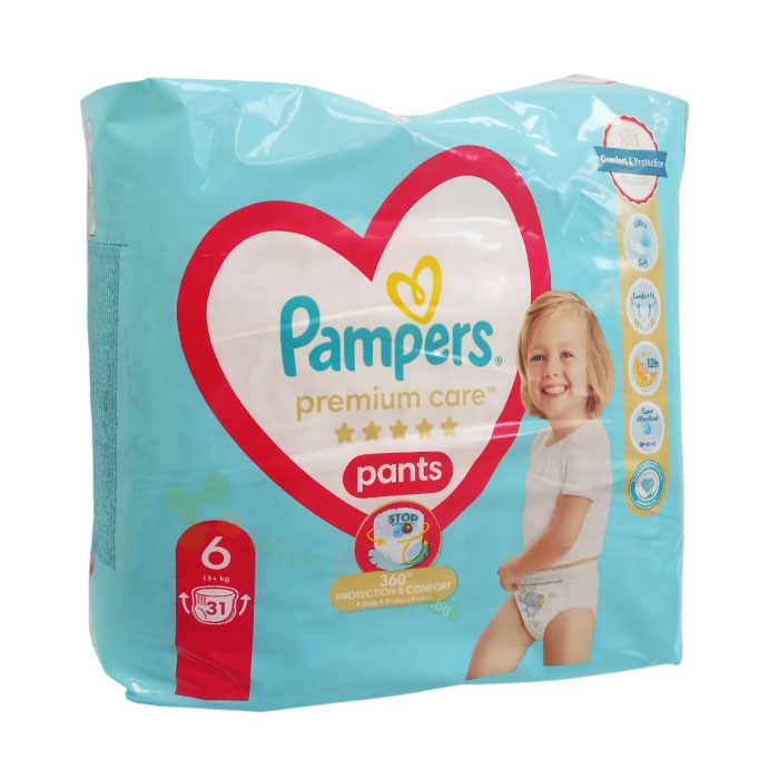 ПАМПЕРС ПРЕМИУМ КЕЪР ГАЩИ ЕКСТРА ЛАРДЖ 360 № 6 15+ кг 31 броя / PROCTER &amp; GAMBLE PAMPERS PREMIUM CARE EXTRA LARGE 360 PANTS № 6 15+ kg