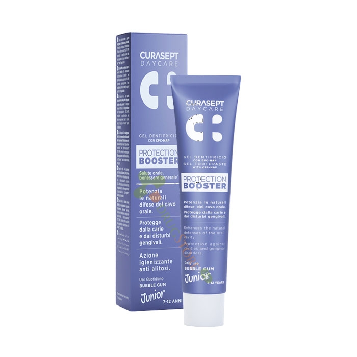 ПАСТА ЗА ЗЪБИ С ВКУС НА ДЪВКА ЗА ДЕЦА 75 мл / CURASEPT BOOSTER DAYCARE TOOTHPASTE JUNIOR BUBBLE GUM