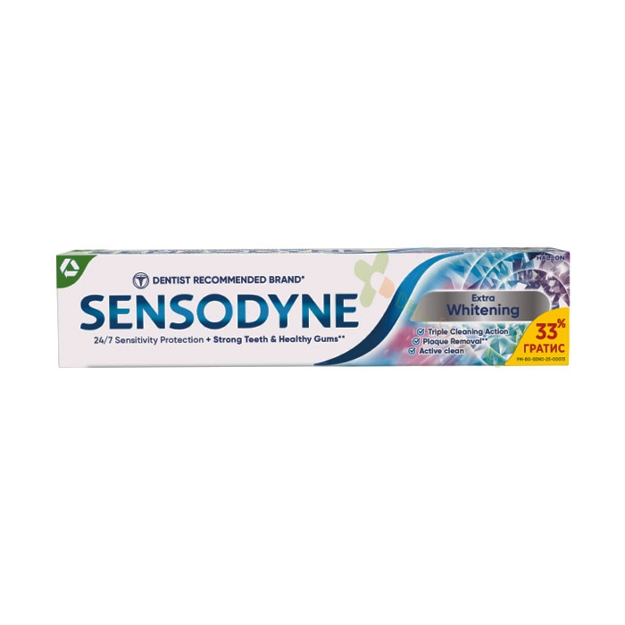 ПАСТА ЗА ЗЪБИ СЕНСОДИН ЕКСТРА УАЙТЪНИНГ 100 мл / SENSODYNE EXTRA WHITENING TOOTHPASTE