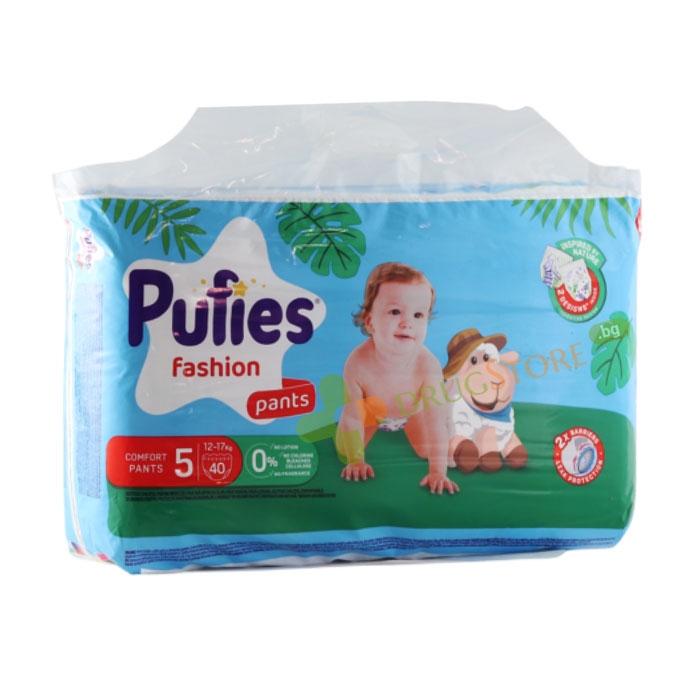 ПЕЛЕНИ ГАЩИ ПУФИС ФЕШЪН №5 12-17 кг 40 броя / PUFIES FASHION PANTS 5 12-17 kg