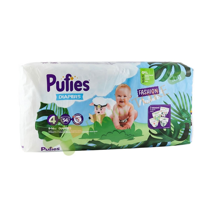 ПЕЛЕНИ ПУФИС ФЕШЪН &amp; НЕЙЧЪР №4 9-14 кг 54 броя / PUFIES FASHION &amp; NATURE DIAPERS №4 9-14 kg