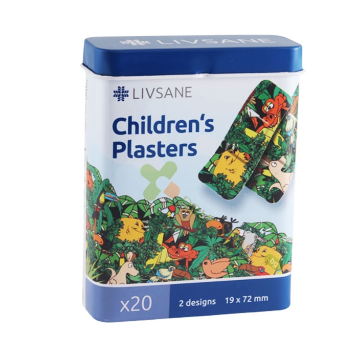 ПЛАСТИР ЗА ДЕЦА МЕТАЛНА КУТИЯ 2 вида 20 броя / LIVSANE CHILDREN&#039;S PLASTERS