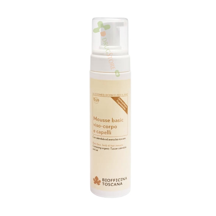 ПОЧИСТВАЩ МУС ЗА ЛИЦЕ, ТЯЛО И КОСА С НЕВЕН И ОВЕС 3 В 1 200 мл / BIOFFICINA TOSCANA BASIC FACE, BODY AND HAIR MOUSSE WITH ORGANIC TUSCAN CALENDULA AND OAT