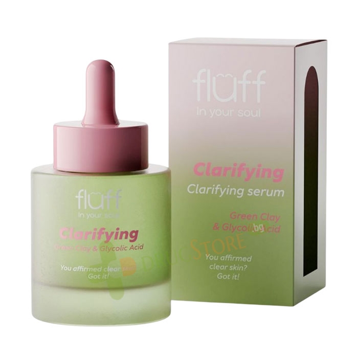 ПОЧИСТВАЩ СЕРУМ ЗА ЛИЦЕ СЪС ЗЕЛЕНА ГЛИНА И ГЛИКОЛОВА КИСЕЛИНА 30 мл / FLUFF CLARIFYING SERUM WITH GREEN CLAY AND GLYCOLIC ACID